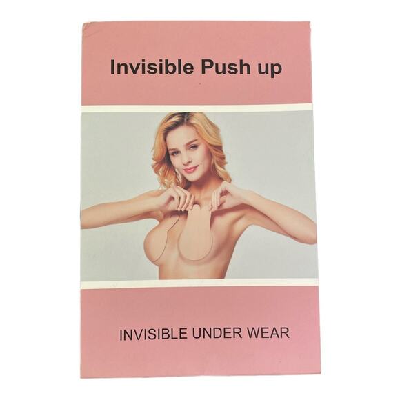 Silicone Invisible 2 Pairs Push Up Lift Bras Beige Size Medium - Picture 1 of 3
